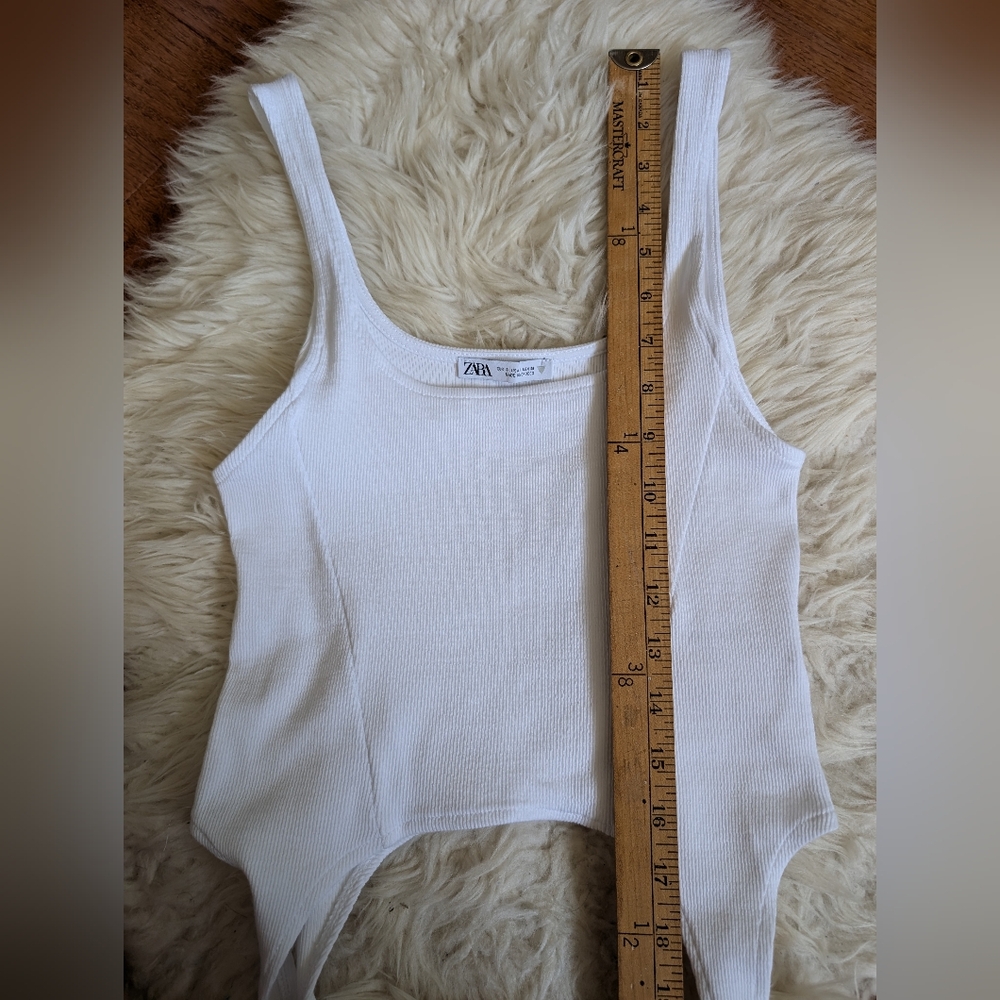 Zara Ribbed Tank With Garters Small White - Picture 10 of 11